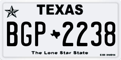 TX license plate BGP2238