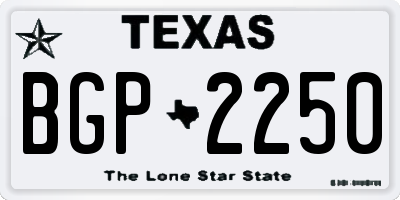TX license plate BGP2250
