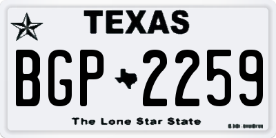 TX license plate BGP2259