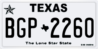 TX license plate BGP2260