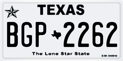 TX license plate BGP2262
