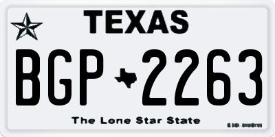 TX license plate BGP2263