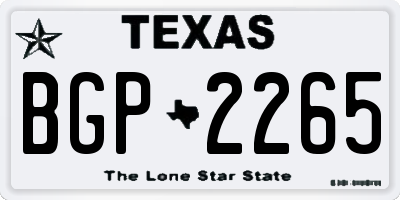 TX license plate BGP2265