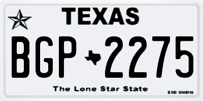 TX license plate BGP2275
