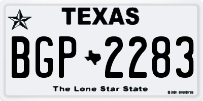 TX license plate BGP2283
