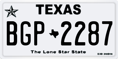 TX license plate BGP2287