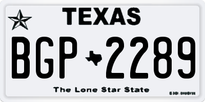 TX license plate BGP2289