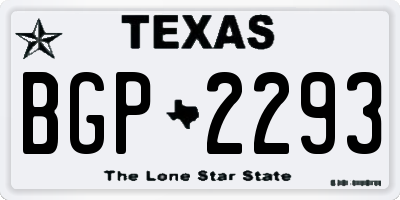 TX license plate BGP2293
