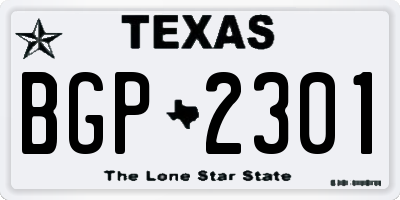 TX license plate BGP2301