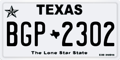 TX license plate BGP2302