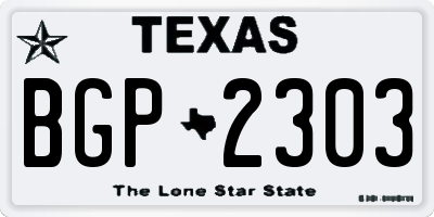 TX license plate BGP2303