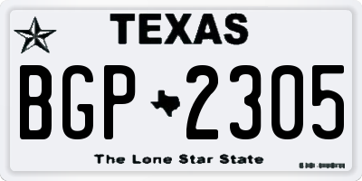 TX license plate BGP2305