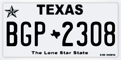 TX license plate BGP2308
