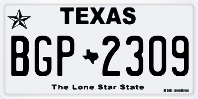 TX license plate BGP2309