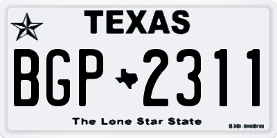 TX license plate BGP2311