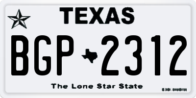 TX license plate BGP2312
