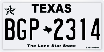 TX license plate BGP2314