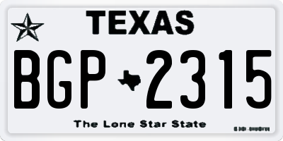 TX license plate BGP2315