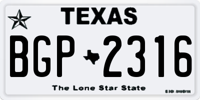 TX license plate BGP2316