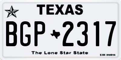 TX license plate BGP2317