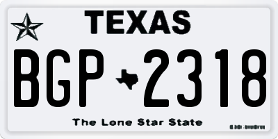 TX license plate BGP2318