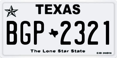 TX license plate BGP2321