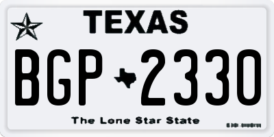 TX license plate BGP2330
