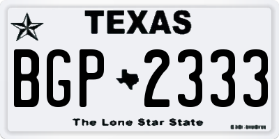 TX license plate BGP2333