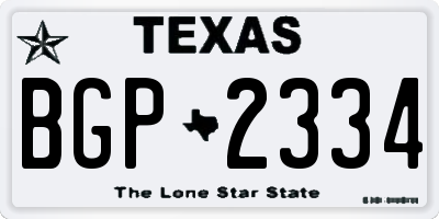 TX license plate BGP2334