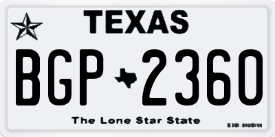 TX license plate BGP2360