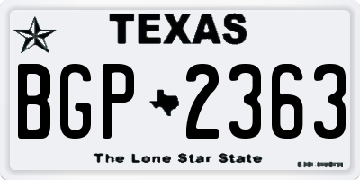 TX license plate BGP2363