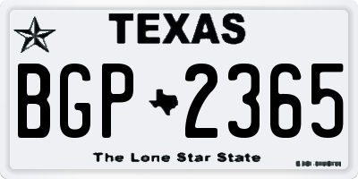 TX license plate BGP2365