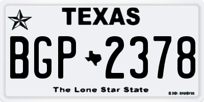 TX license plate BGP2378