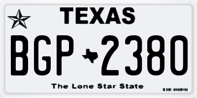 TX license plate BGP2380