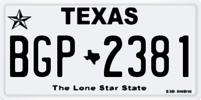 TX license plate BGP2381