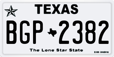 TX license plate BGP2382