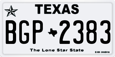 TX license plate BGP2383