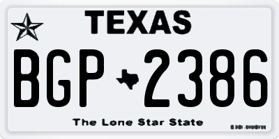 TX license plate BGP2386