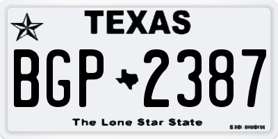 TX license plate BGP2387