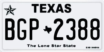 TX license plate BGP2388
