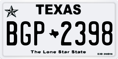 TX license plate BGP2398