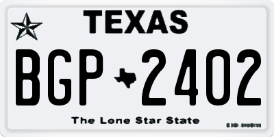 TX license plate BGP2402