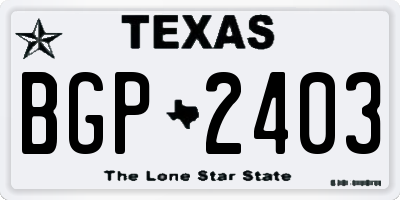 TX license plate BGP2403