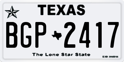 TX license plate BGP2417
