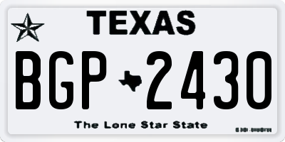 TX license plate BGP2430