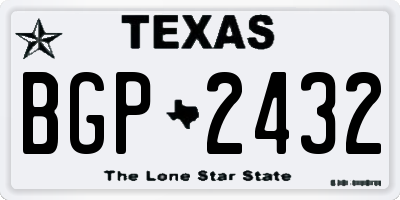TX license plate BGP2432