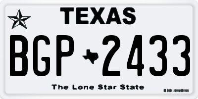TX license plate BGP2433