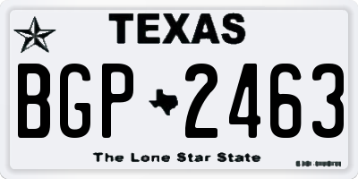 TX license plate BGP2463