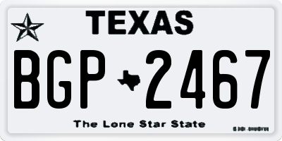 TX license plate BGP2467