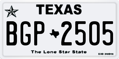 TX license plate BGP2505